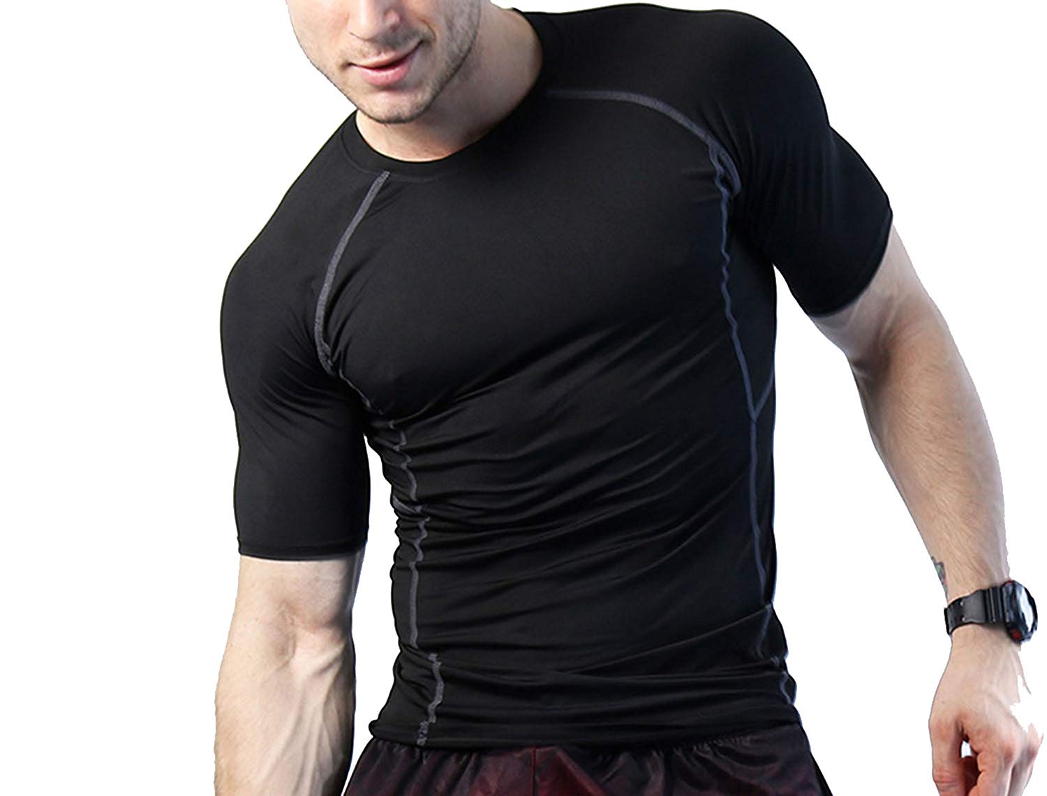 Zesteez Mens Stretchable Gym and Sports Wear Tshirt for | Bodyfit Skinny Tshirt for Gymming and Sports | Gymming Tshirt | Fitmaa