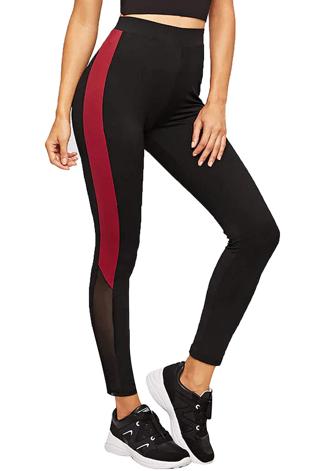 KGN HUB Yoga Gym Regular Fit Ankle Length Track Pants Jeggings |  Stretchable Striped Sports Track Pant | Sports Tights |For Women's &Girl's  (Black)