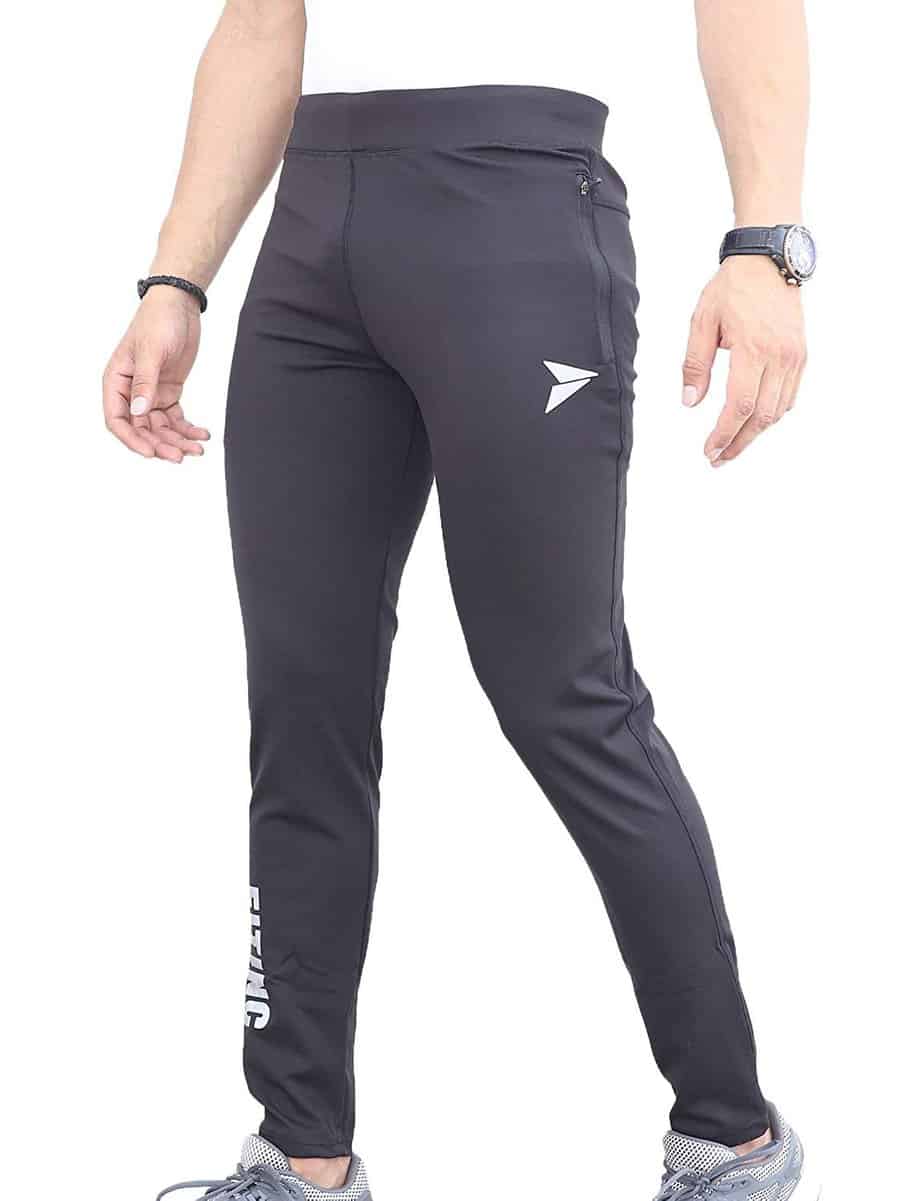 Fitinc Mens Polyester and Lycra Track Pants with 2 Side Zipper Pockets and  Logo  Fitmaa