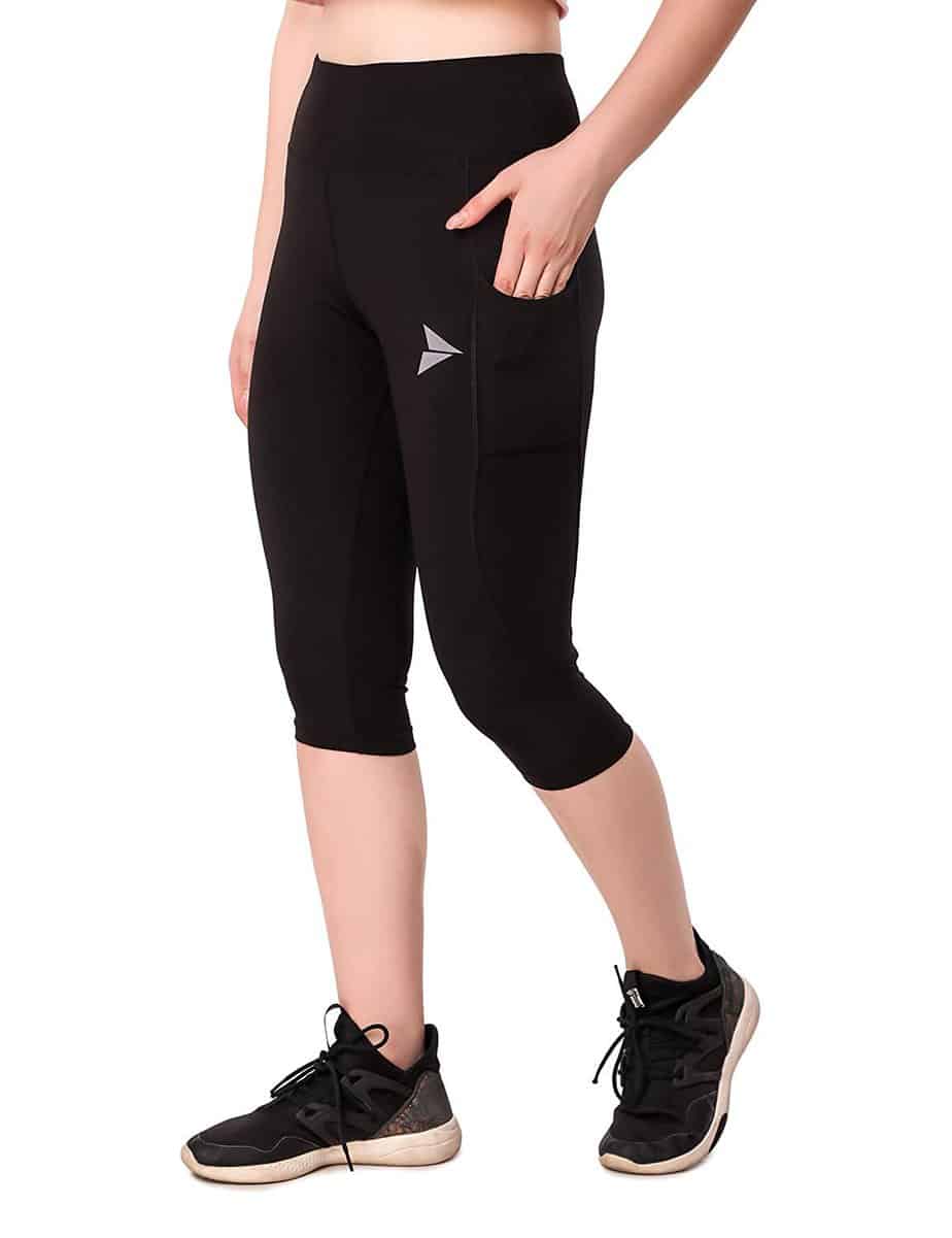 Fitinc High Waist Black Tights for Women with Both Side Pockets & Stitching  Design – Stretchable, Comfortable & Absorbent
