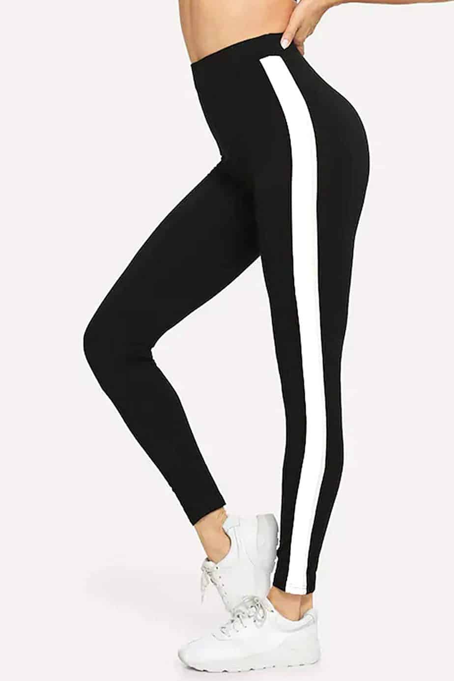 Black and White Striped Leggings 